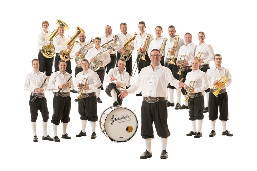 Ein Gruppenfoto der Formation "Die Scherzachtaler"